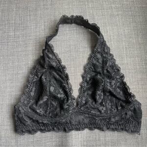 Free People Galloon Halter Bralette Lace Bra Woman size S Black